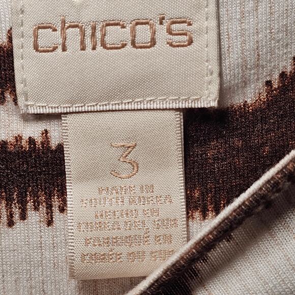 Chicos Large Womens Zebra Bohemian Tie Side Top Boho Chic Animal Print Size 3 - Picture 2 of 11